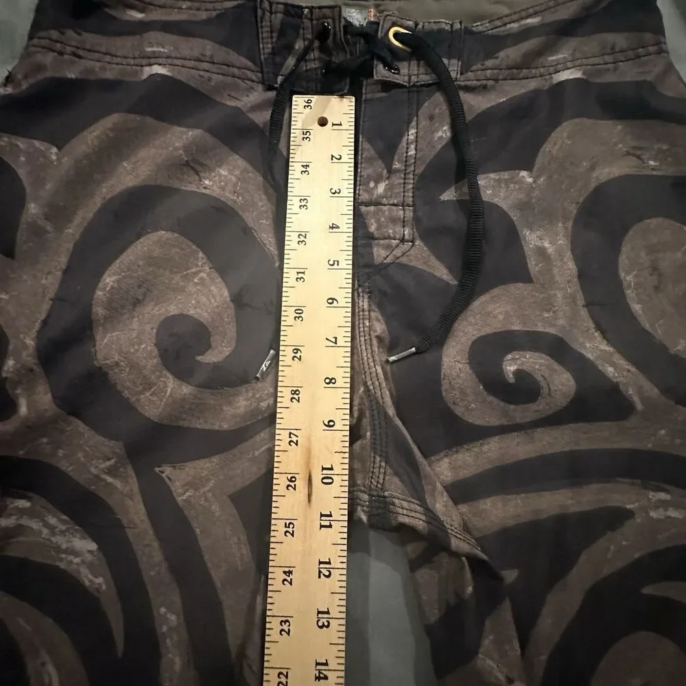 Quiksilver Waterman Convoy Board Shorts Mens 34 Brown Swirl Pattern Swimwear